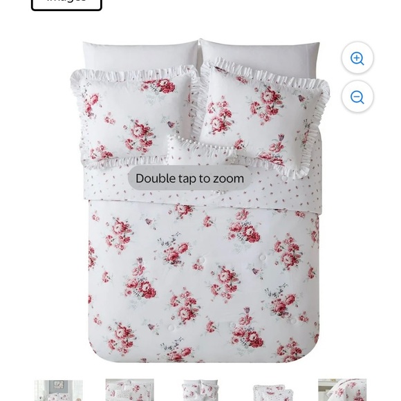 Floral Bedding Set - White and Pink - Picture 2 of 3
